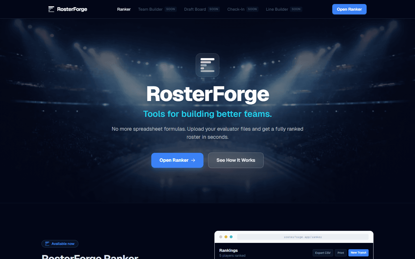 RosterForge interface